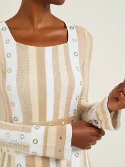 Misook Dresses|Maxi A-Line Dress - Multi-Stitch Grommet Detail Knit