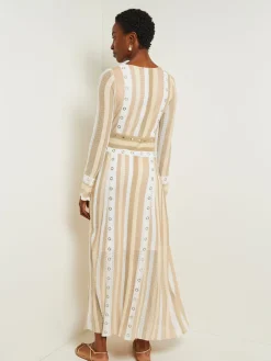 Misook Dresses|Maxi A-Line Dress - Multi-Stitch Grommet Detail Knit