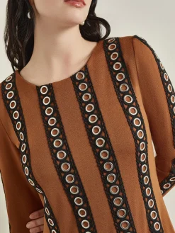 Misook Dresses|Maxi A-Line Dress - Sheer Panel Soft Knit