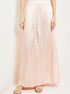 Misook Skirts|Maxi A-Line Skirt - Chevron Textured Crepe de Chine