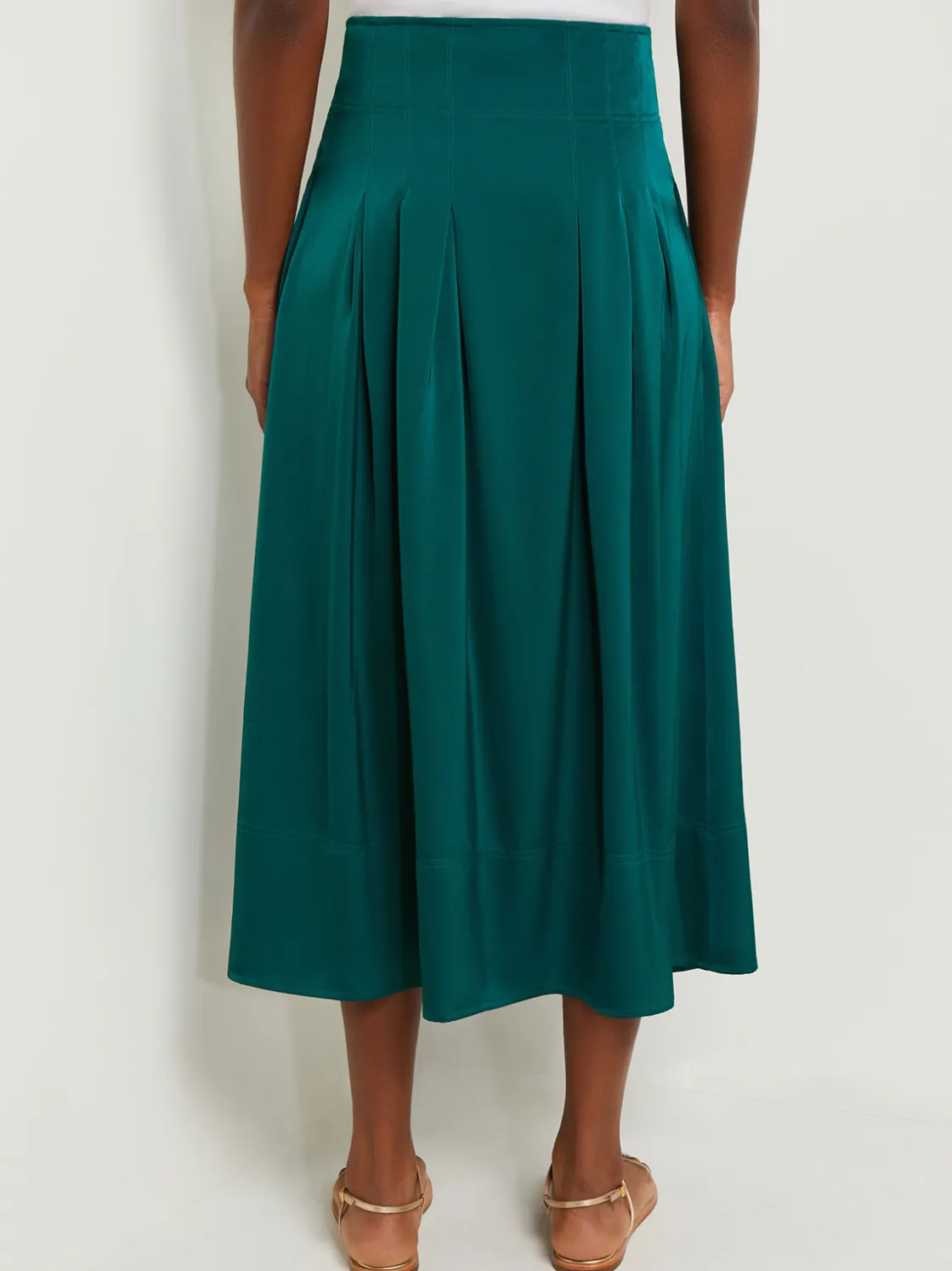 Misook Skirts|Maxi Button Front A-Line Skirt - Pleated Woven