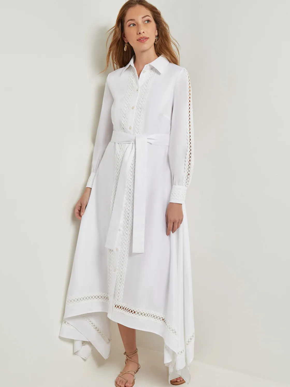 Misook Dresses|Maxi Dress - Eyelet Trim Cotton