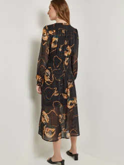 Misook Dresses|Maxi Fit & Flare Dress - Printed Woven Chiffon