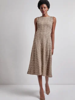 Misook Dresses|Maxi Fit & Flare Tweed Knit Dress