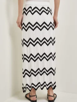 Misook Skirts|Maxi Pencil Skirt - Contrast Chevron Pointelle Soft Knit