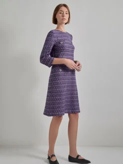 Misook Dresses|Metallic Accent Tweed Knit Shift Dress