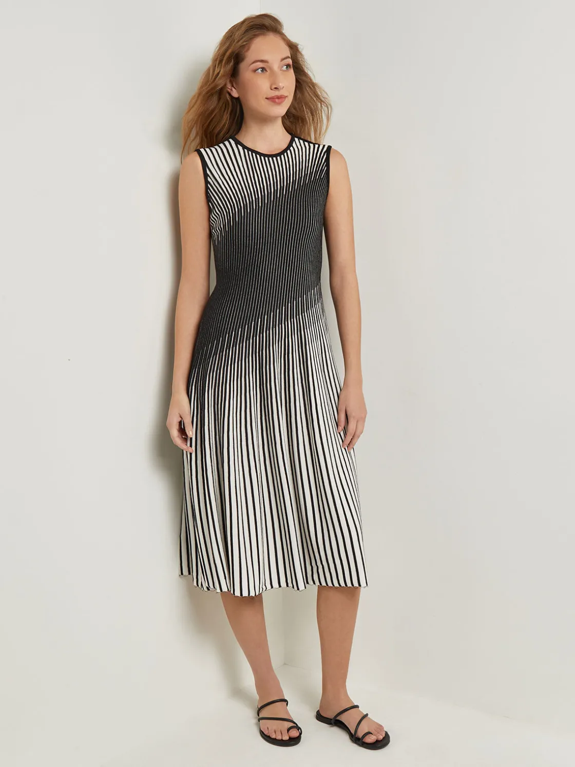 Misook Dresses|Midi A-Line Dress - Ombre Soft Intarsia Knit
