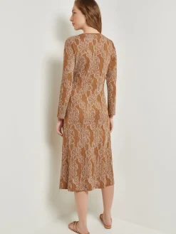 Misook Dresses|Midi A-Line Dress - Ribbed Lurex Jacquard Knit