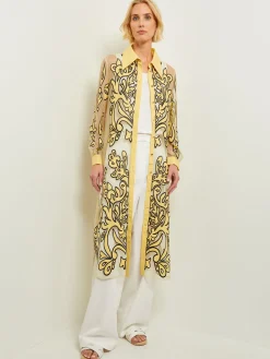 Misook Dresses|Midi Applique Shirtdress - Sheer Woven