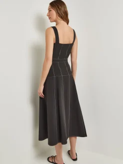 Misook Dresses|Midi Fit & Flare Dress - Button Front Woven