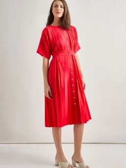 Misook Dresses|Midi Fit & Flare Dress - Hand Pleated Woven