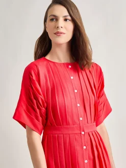 Misook Dresses|Midi Fit & Flare Dress - Hand Pleated Woven