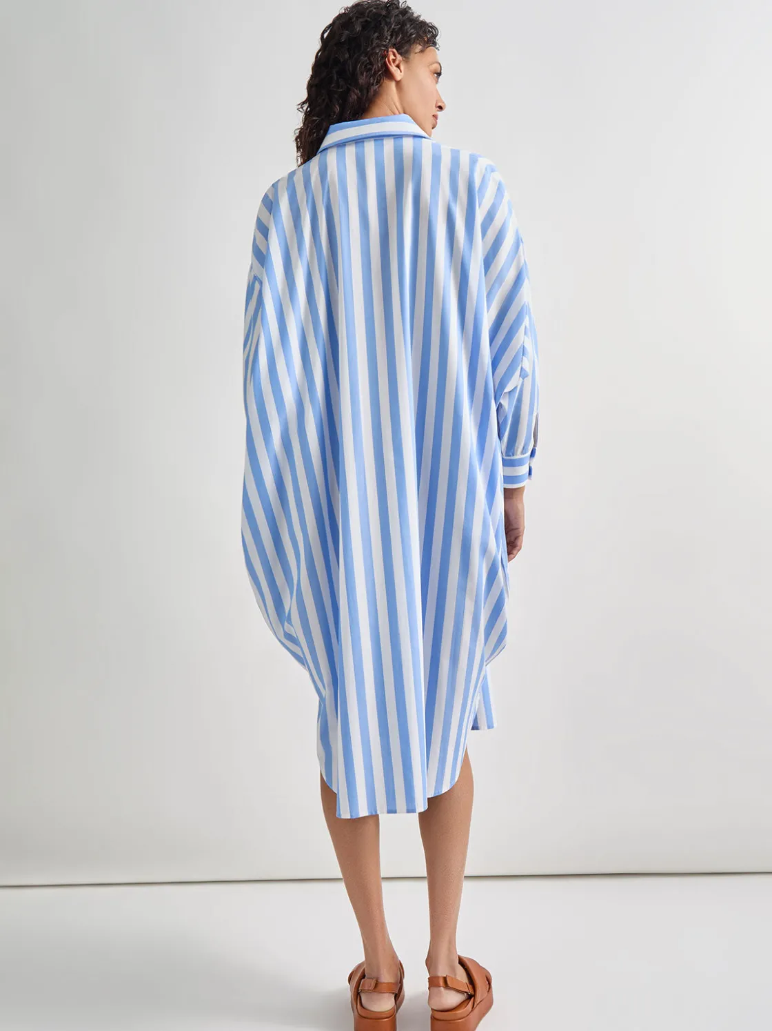 Misook Dresses|Midi Oversized Shirtdress - Striped Woven
