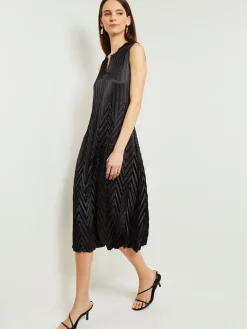 Misook Dresses|Midi Sheath Dress - Chevron Textured Crepe De Chine