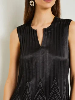 Misook Dresses|Midi Sheath Dress - Chevron Textured Crepe De Chine