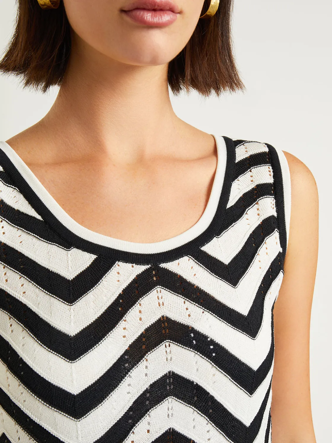 Misook Dresses|Midi Sheath Dress - Chevron Hem Intarsia Knit