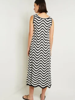 Misook Dresses|Midi Sheath Dress - Chevron Hem Intarsia Knit