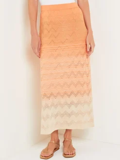 Misook Skirts|Midi Straight Skirt - Ombre Pointelle Soft Knit