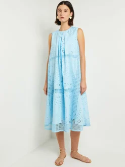 Misook Dresses|Midi Tent Dress - Sleeveless Eyelet Detailed Woven