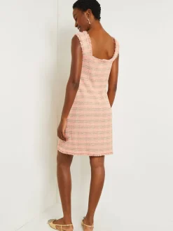 Misook Dresses|Mini A-Line Dress - Fringe Trim Tweed Knit