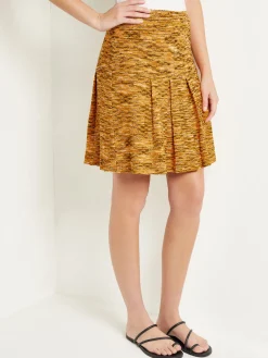 Misook Skirts|Mini A-Line Skirt - Pleated Tweed Knit