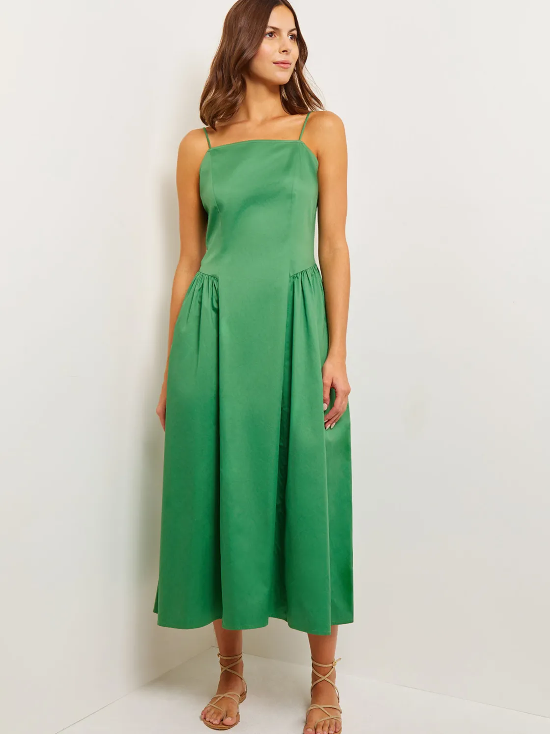 Misook Dresses|Modern Fit & Flare Cotton Maxi Dress