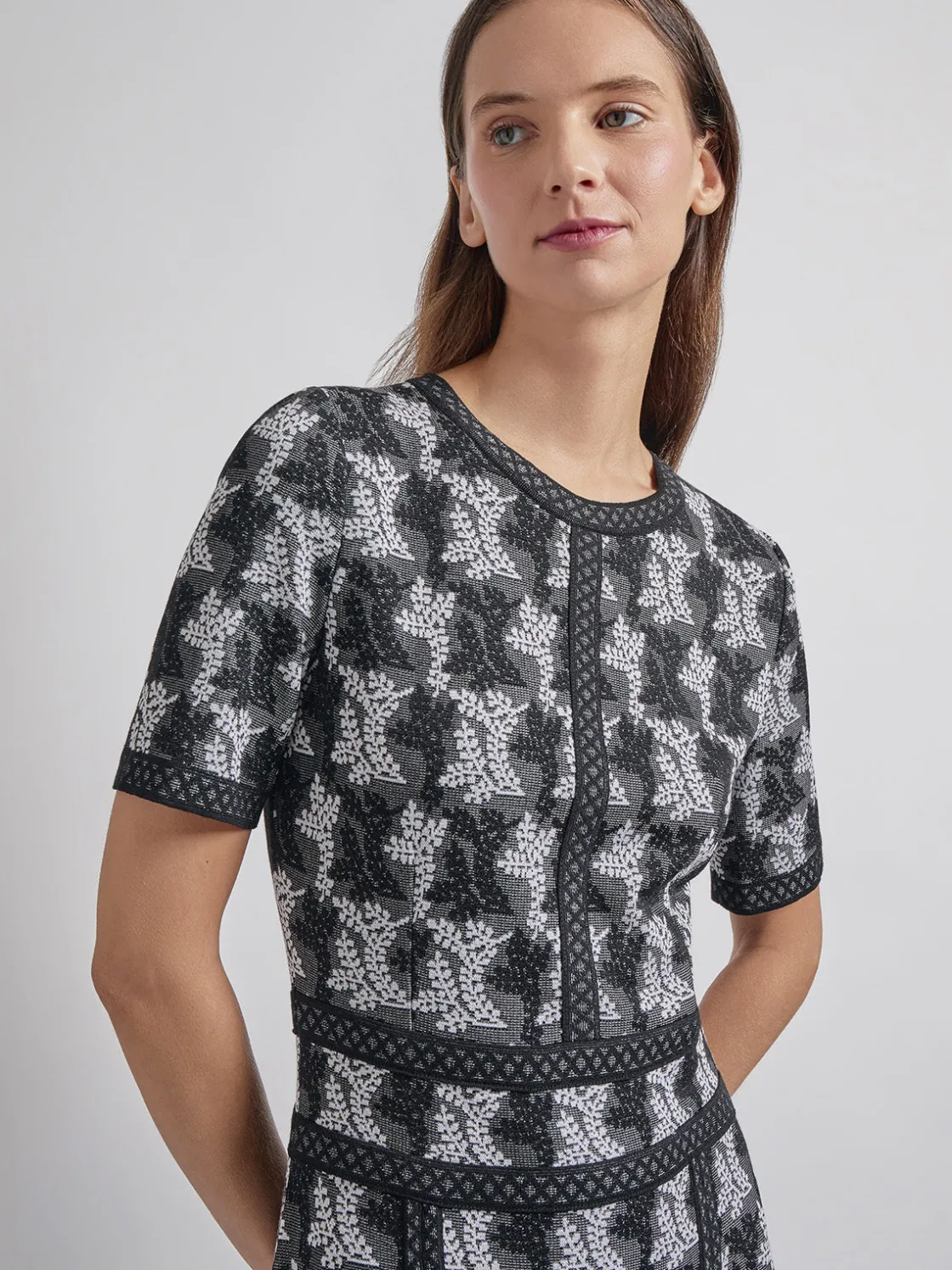 Misook Dresses|Modern Fit & Flare Intarsia Knit Dress