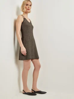 Misook Dresses|Modern Fit A-Line Curb Chain Double Strap Knit Mini Dress