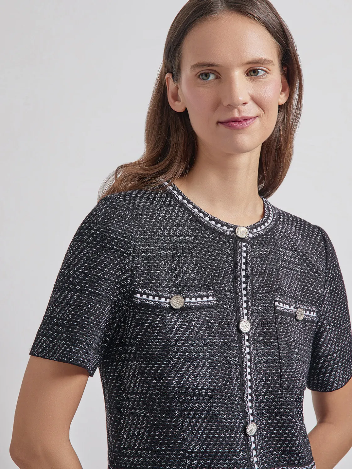 Misook Dresses|Modern Fit Bold Plaid Tweed Knit Sheath Dress