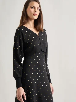 Misook Jackets & Coats|Modern Fit Cropped Gold Studded Soft Knit Cardigan