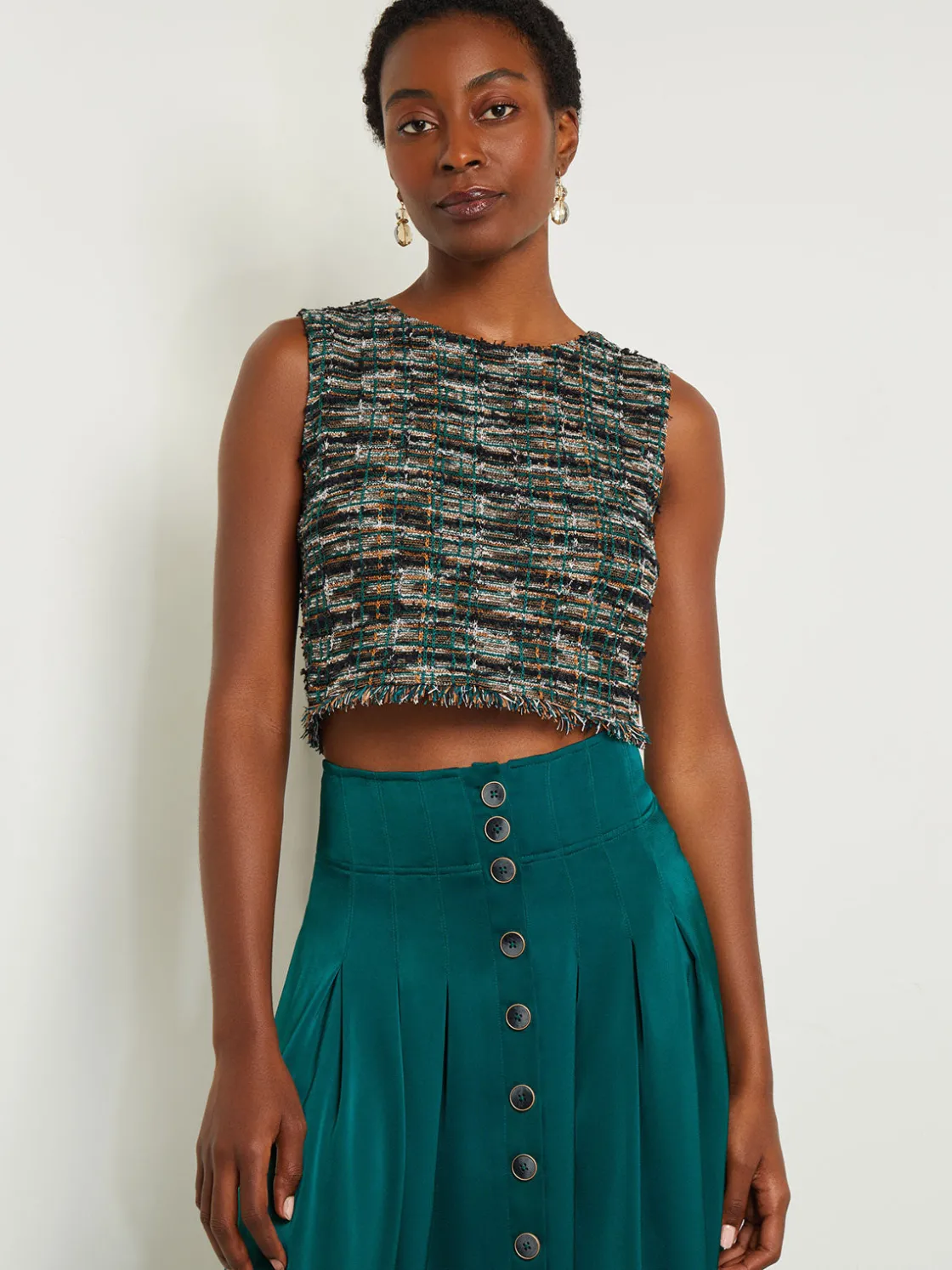 Misook Tops & Tees|Tanks|Modern Fit Cropped Tweed Knit Tank