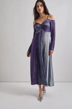 Misook Dresses|Modern Fit Empire Shimmer Lurex Knit Maxi Dress