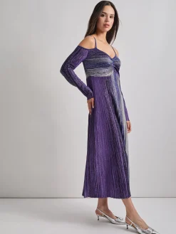 Misook Dresses|Modern Fit Empire Shimmer Lurex Knit Maxi Dress
