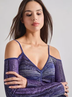 Misook Dresses|Modern Fit Empire Shimmer Lurex Knit Maxi Dress