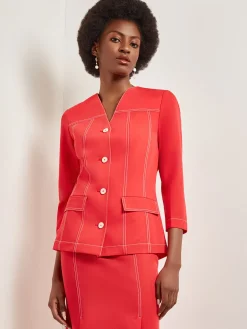 Misook Jackets & Coats|Modern Fit Jacket - Contrast Stitch Woven