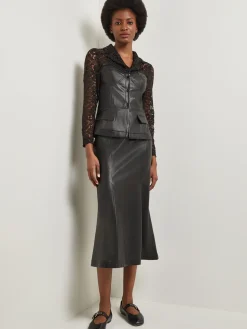 Misook Jackets & Coats|Modern Fit Lace & Vegan Leather Corset Jacket