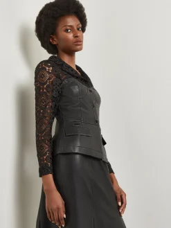 Misook Jackets & Coats|Modern Fit Lace & Vegan Leather Corset Jacket