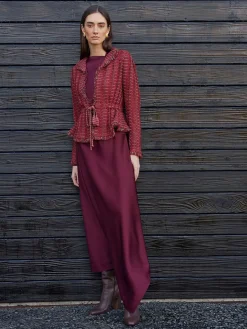 Misook Jackets & Coats|Modern Fit Linear Fringe Tweed Belted Knit Jacket