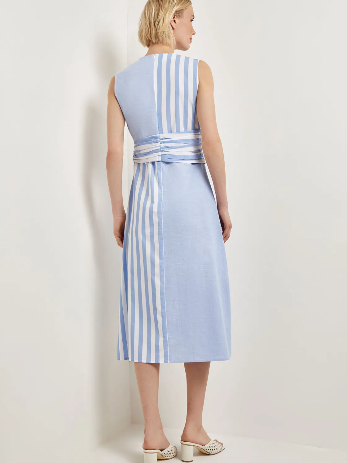 Misook Dresses|Modern Fit Midi A-Line Dress - Split Pattern Cotton