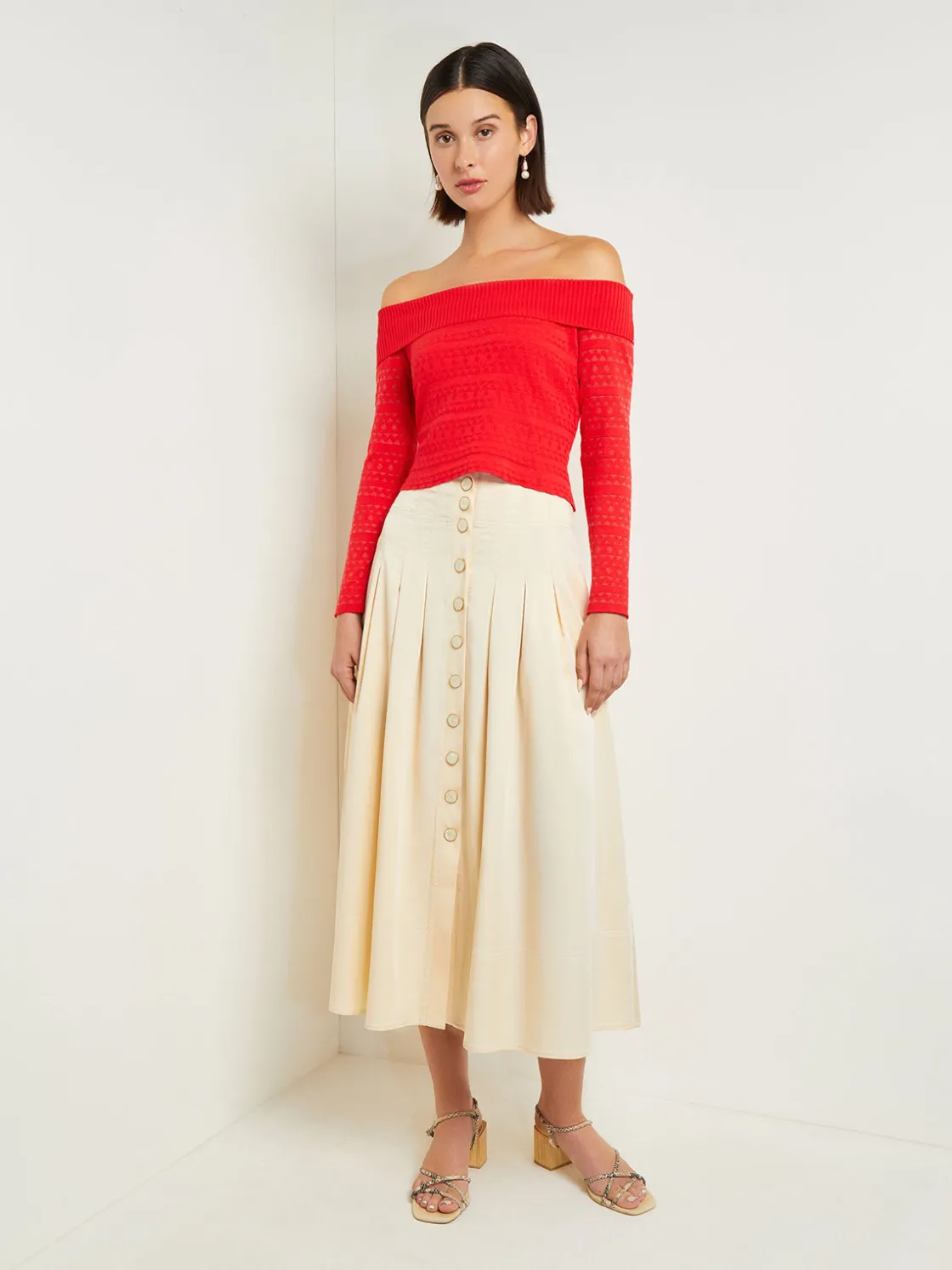 Misook Tops & Tees|Modern Fit Off-The-Shoulder Burnout Knit Top