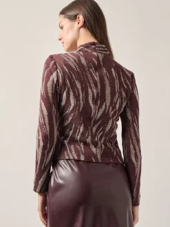 Misook Tops & Tees|Modern Fit Oval Front Cutout Jacquard Knit Top