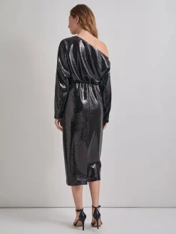 Misook Dresses|Modern Fit Sequin Novelty Woven Blouson Midi Dress