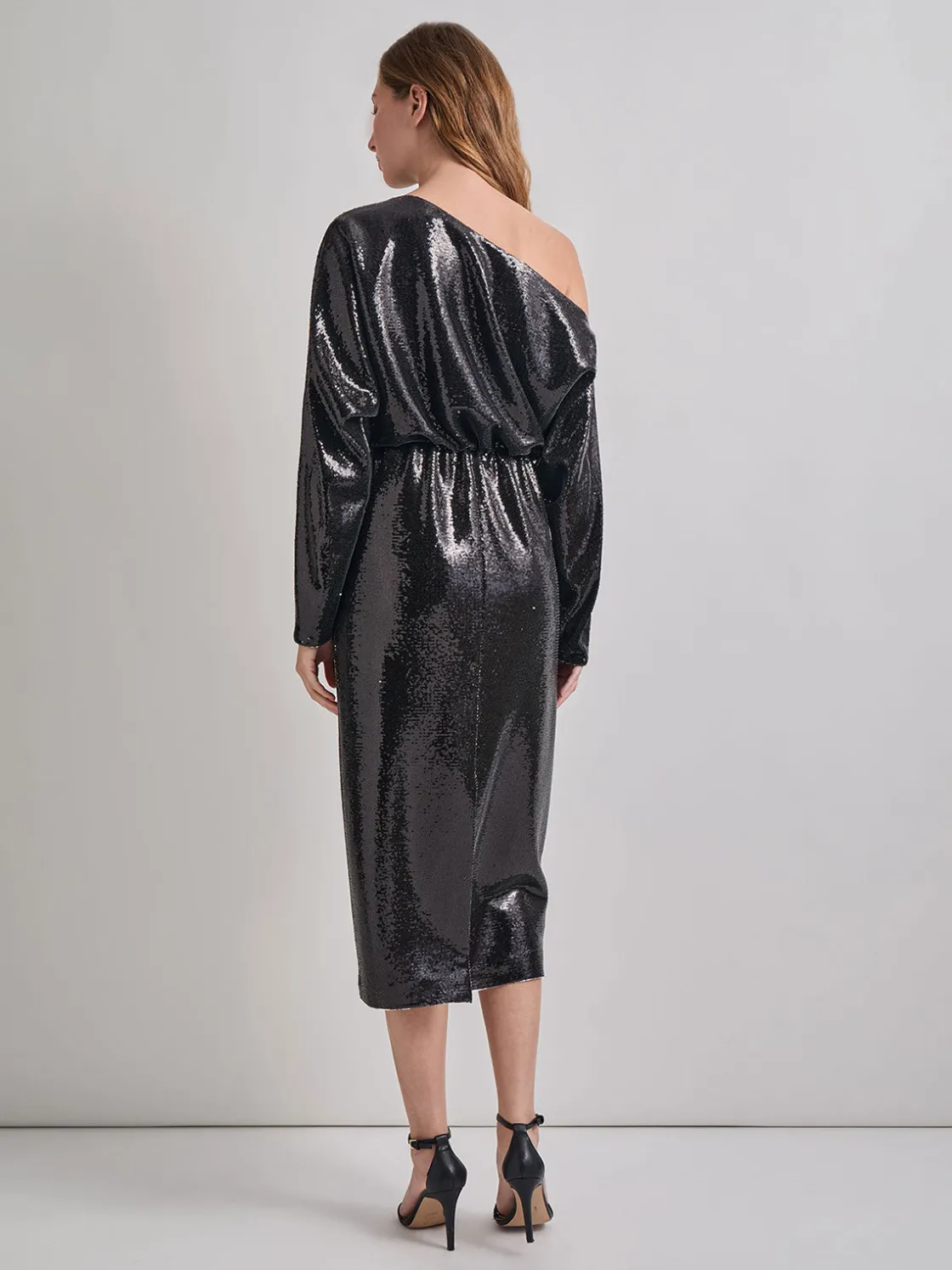 Misook Dresses|Modern Fit Sequin Novelty Woven Blouson Midi Dress