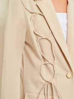 Misook Jackets & Coats|Modern Fit Single Button Jacket - Lace Tie Detail Woven