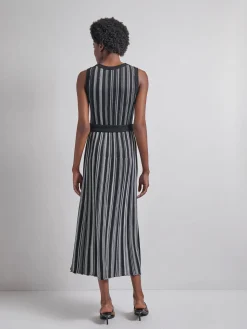 Misook Dresses|Modern Fit Sleeveless Soft Ribbed Knit Belted Maxi Dress