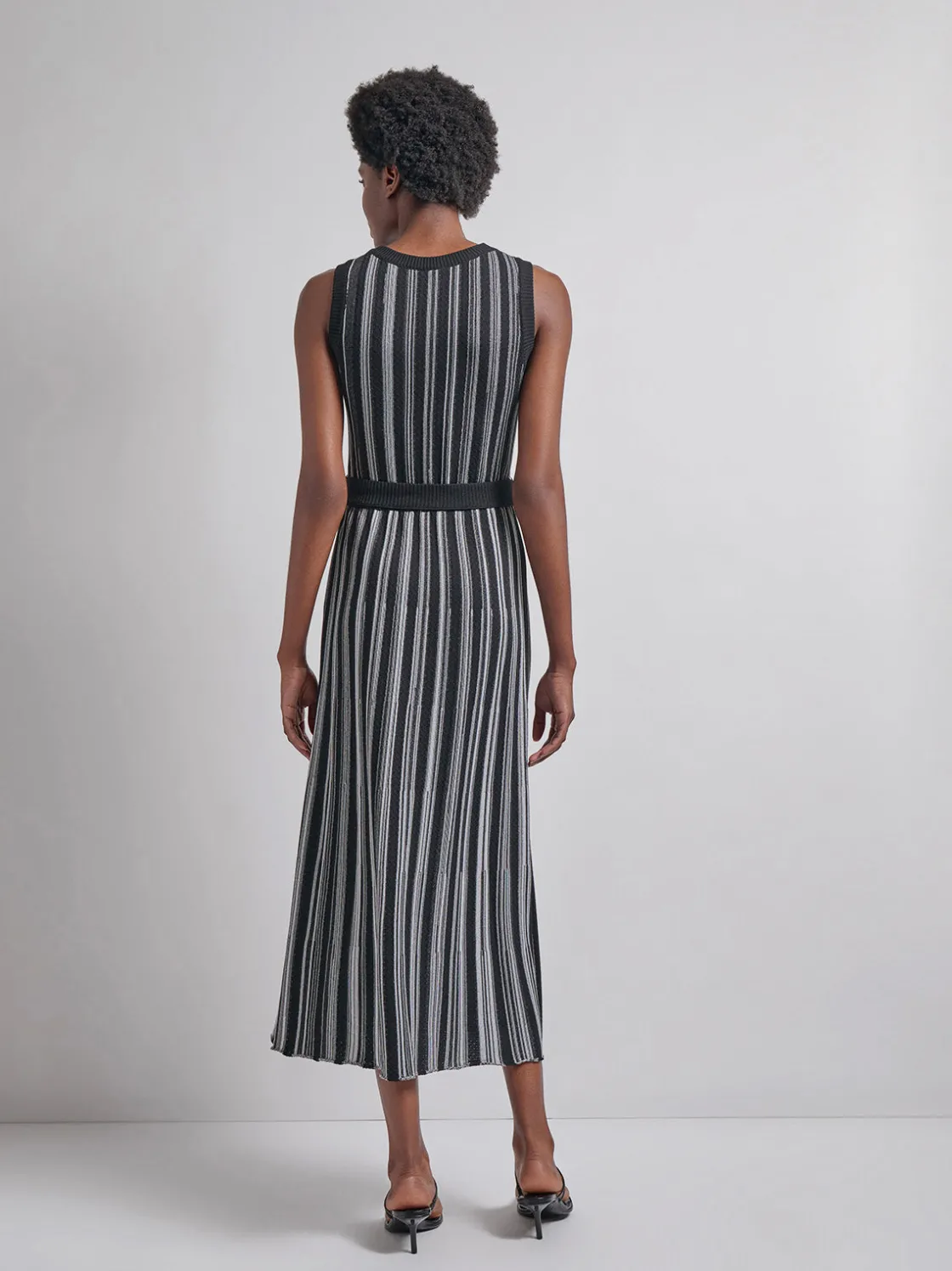 Misook Dresses|Modern Fit Sleeveless Soft Ribbed Knit Belted Maxi Dress