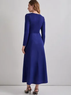 Misook Dresses|Modern Fit-and-Flare Embroidered Floral Knit Maxi Dress