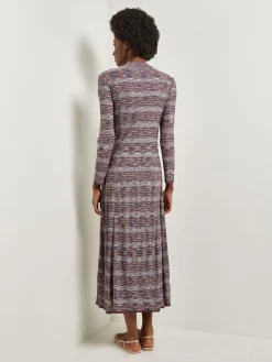 Misook Dresses|Modern Fit-and-Flare Melange Knit Cutout Maxi Dress