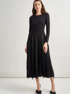 Misook Dresses|Modern Fit-and-Flare Sequin Princess Seam Knit Maxi Dress