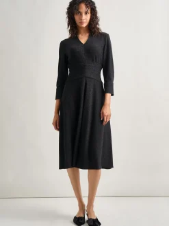 Misook Dresses|Modern Fit-and-Flare Sparkle Stretch Woven Midi Dress